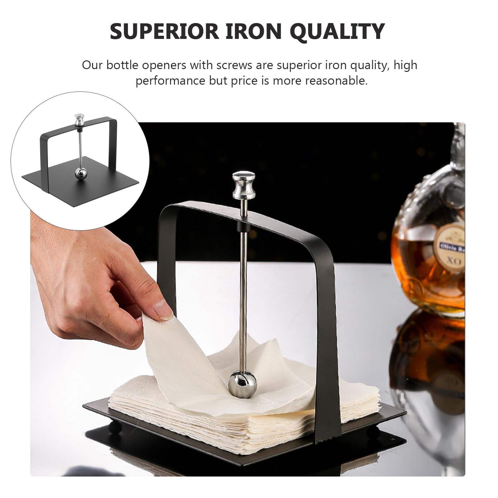 SUPVOX Servilletero de Acero Inoxidable Negro Grande 17.5x17.5 Cm, Soporte Vertical para Servilletas de Pie para Hotel, Dispensador Práctico y Resistente para Hogar y Comedor