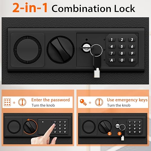 Miniatura 2 de Giantex Caja de seguridad oculta de pared electrónica, gabinete de seguridad plano electrónico de pared incorporado (negro)