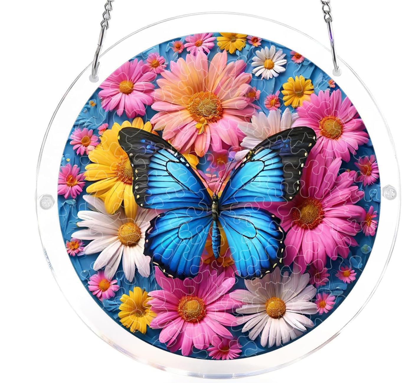 Butterfly Acrylic Jigsaw Puzzles Suncatcher, 8.9 Inch Window Hanging Suncatcher Acrylic Puzzle, DIY Home Decor Art Gift