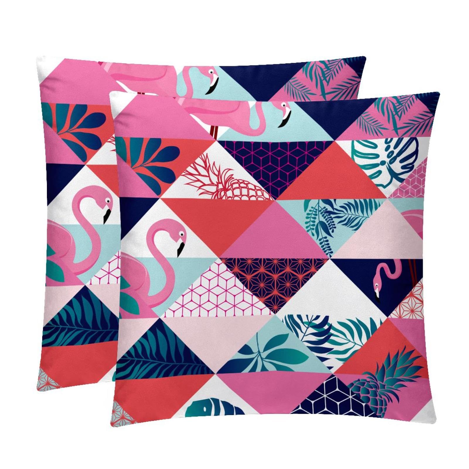 TDGKPZ Geometric Flamingo Throw Pillow Covers 2 Pack Pillowcases Soft Cozy Pillow Cases For Couch Bed Sofa 45x45cm