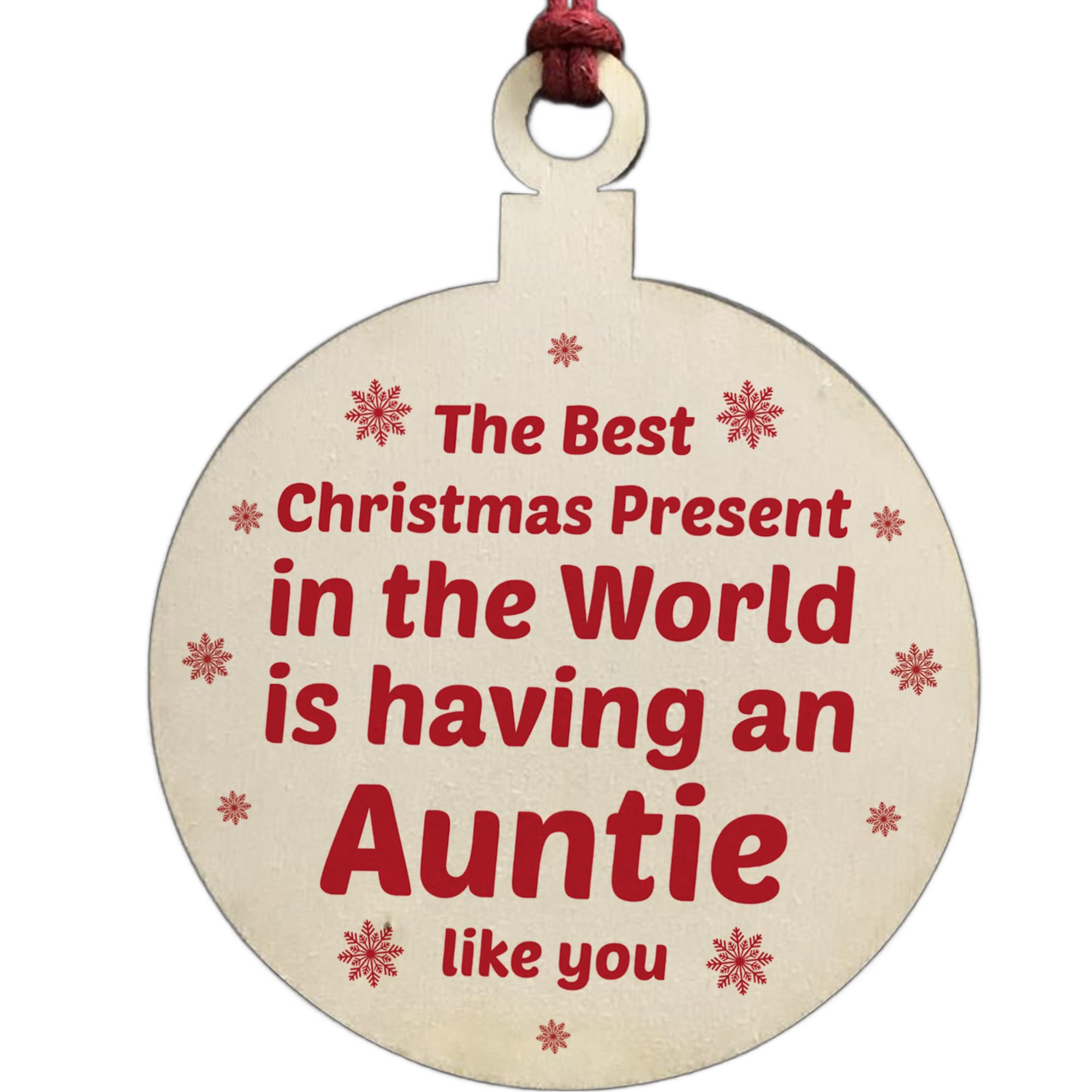 Red Ocean Auntie Gifts For Christmas Aunt Aunty Gifts Wooden Hanging Bauble Niece Nephew Gift