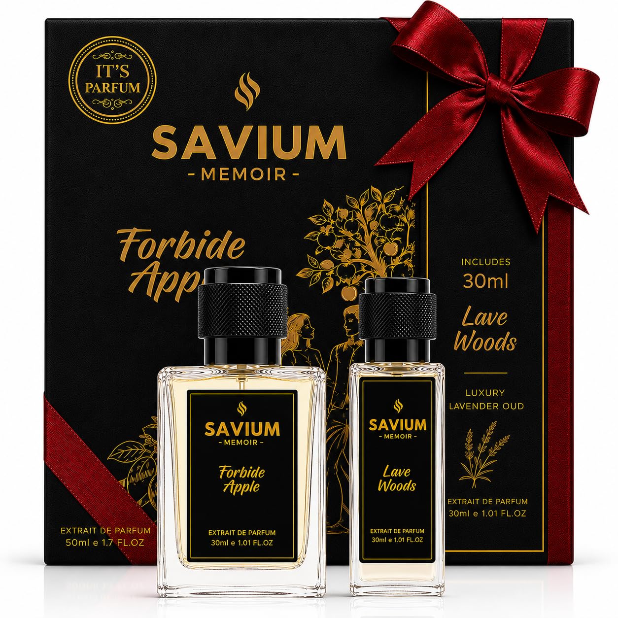 Forbide Apple 50ml + 30ml Lave woods Perfume Combo Pack for Men & Women | Extrait De Parfum | Long Lasting Luxury Fragrance | Red Apple, Litchi, Black Currant, Lavender, Oud | Musk, Vanilla, Amber Base | Not EDT, EDP-image-22