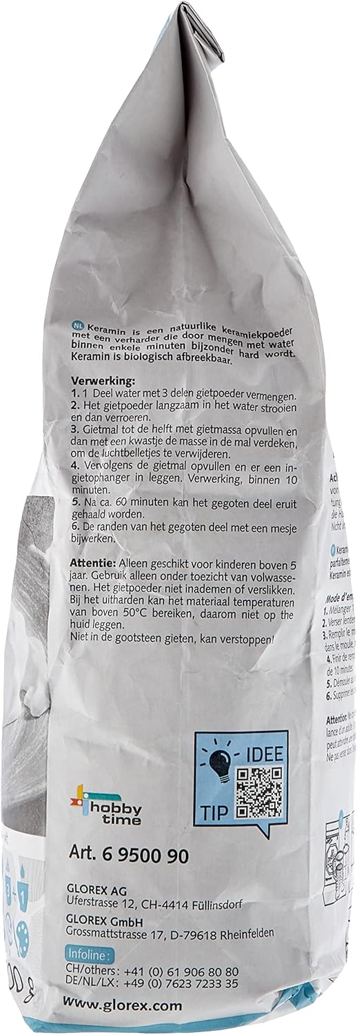 Glorex GmbH GLOREX 6 9500 90 Keramin, Moulding Plaster, White, 5kg