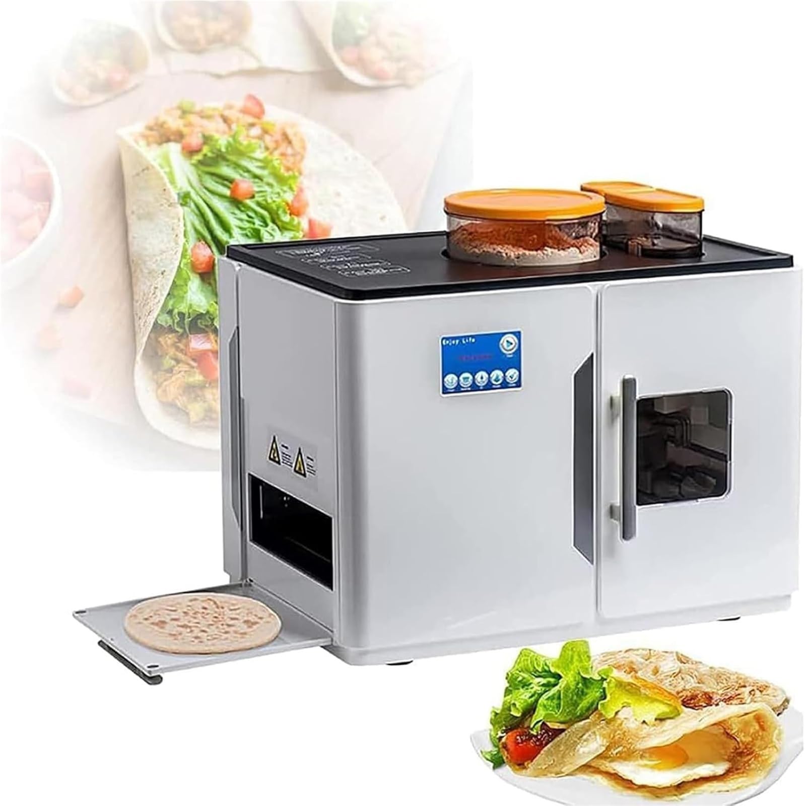 Fully Automatic Roti Maker,Roti Maker Machine,Electric Chapati Tortilla Pancake Flatbreads Pita Making Machine,for Chapati, Flour Tortilla, Tawa, Dosa, 1.0 mm to 1.5 mm Thickness Adjust