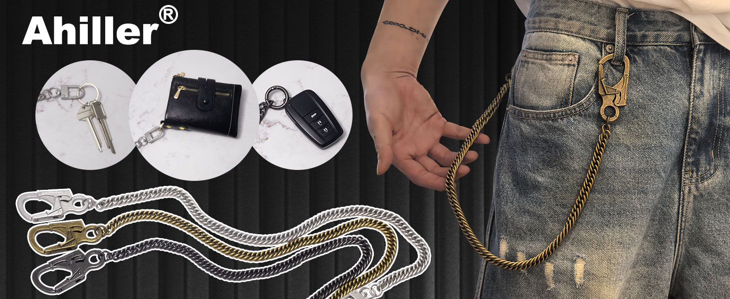 Ahiller Wallet Chain, 25''Heavy Duty Biker Wallet Chains for Men