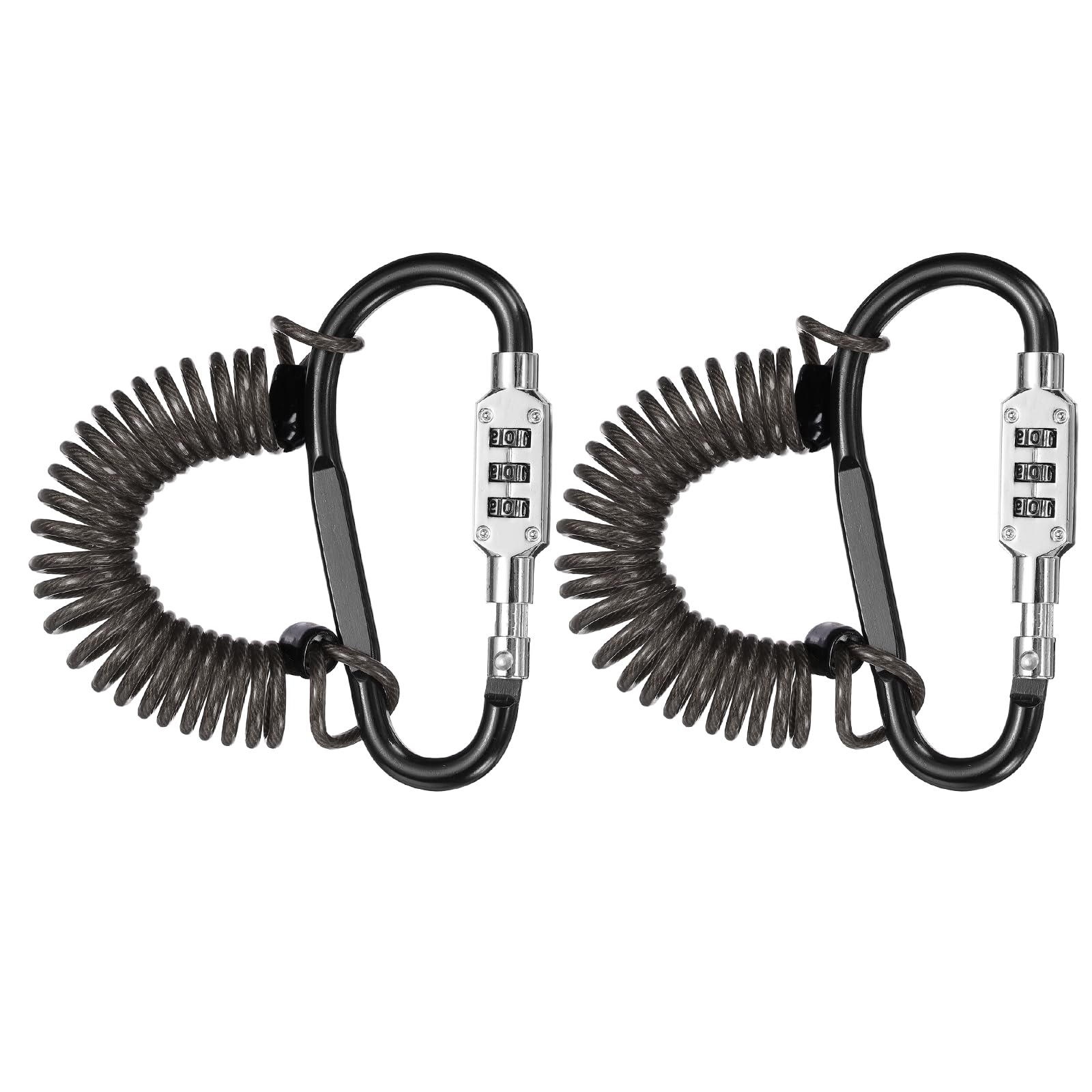 PATIKIL Security Steel Cable Lock, (4.9 Feet, Black)(2 Set), Double Loop Safety Wire Rope with 3.8" D-Shaped 3-Digit Code Combination Lock, Suit for - Bicycles/Motorcycle/Suitcase/Luggage