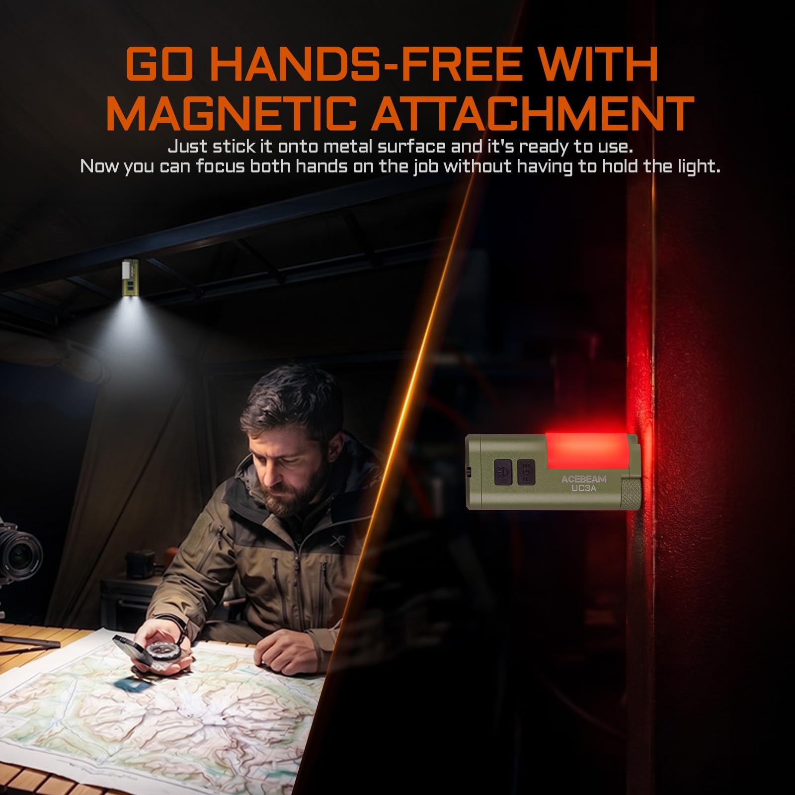 ACEBEAM UC3A Torcia Ricaricabile EDC AAA, 900 Lumen, Mini Torcia a Sorgenti Multiple con Camping e 9 Luci RGB, Piccola Torcia LED Piatta da Tasca con Magnetico, Torcia LED per Domestiche, Verde