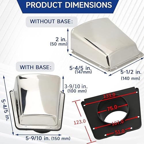 Miniatura 6 de Rejilla de ventilación para barco, cubierta de ventilación de barco, ventilador de concha marina de barco con base de nailon para barcos, yates,