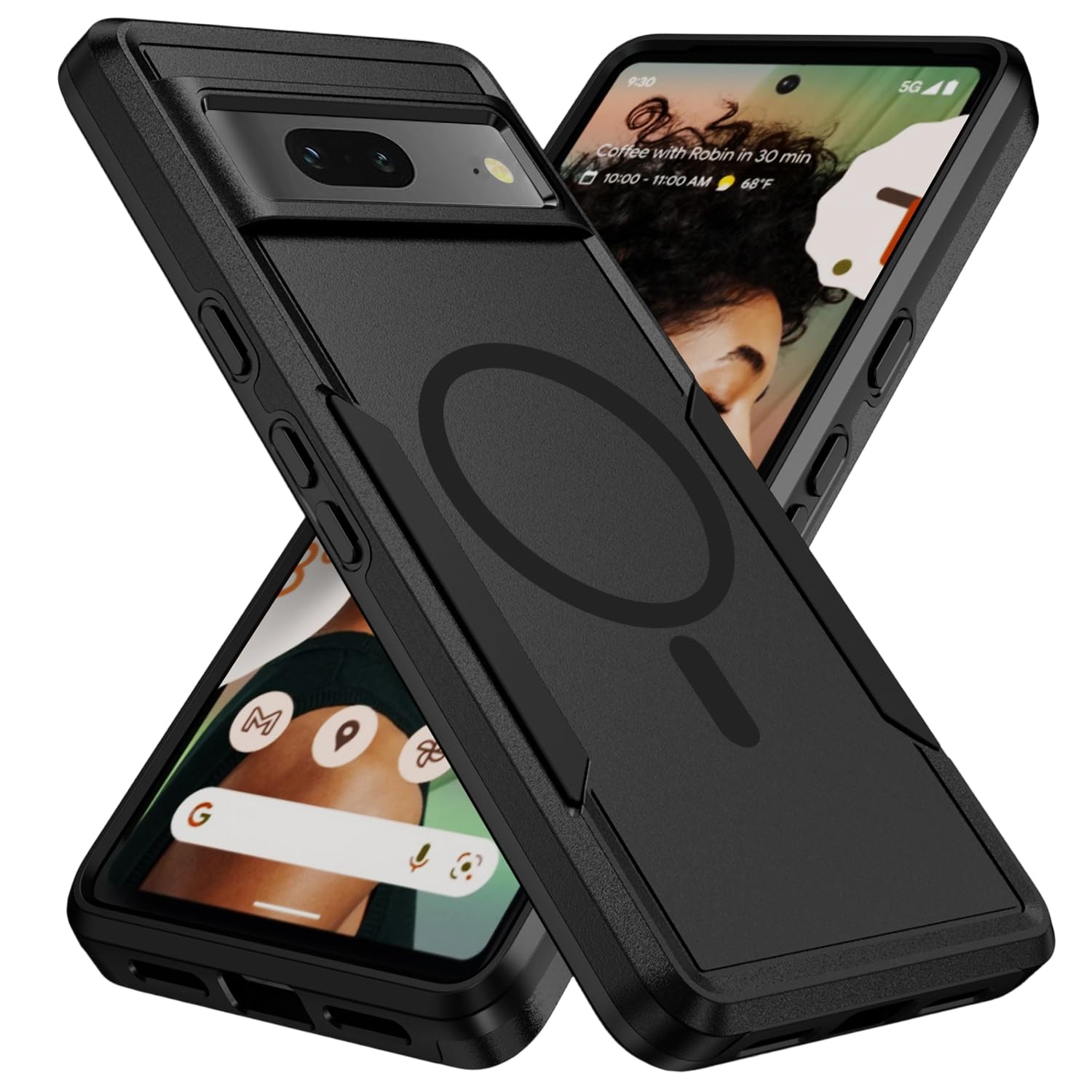 for Google Pixel 8 Case,[Compatible with Magsafe] [Military Grade Drop Tested] Shockproof Magnetic Tough Rugged Protective Phone Case -6.2 inch (Black)