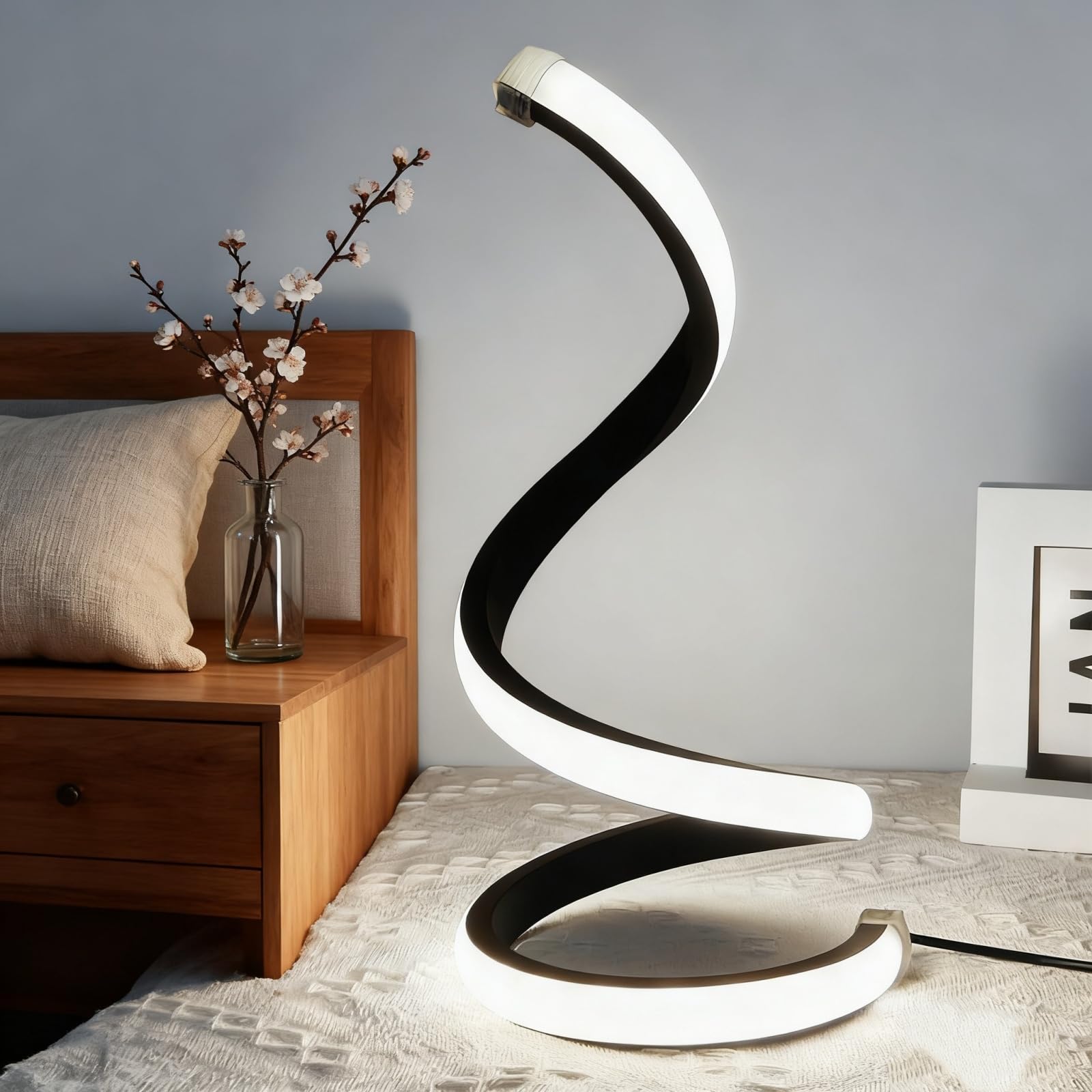 Modern Led Table Lamp Unique Nightstand Dimmable Spiral Desk Lamps with 3 Color Levels for Bedside Bedroom & Living Room Office Book Store Art Wall Decor โ image 1