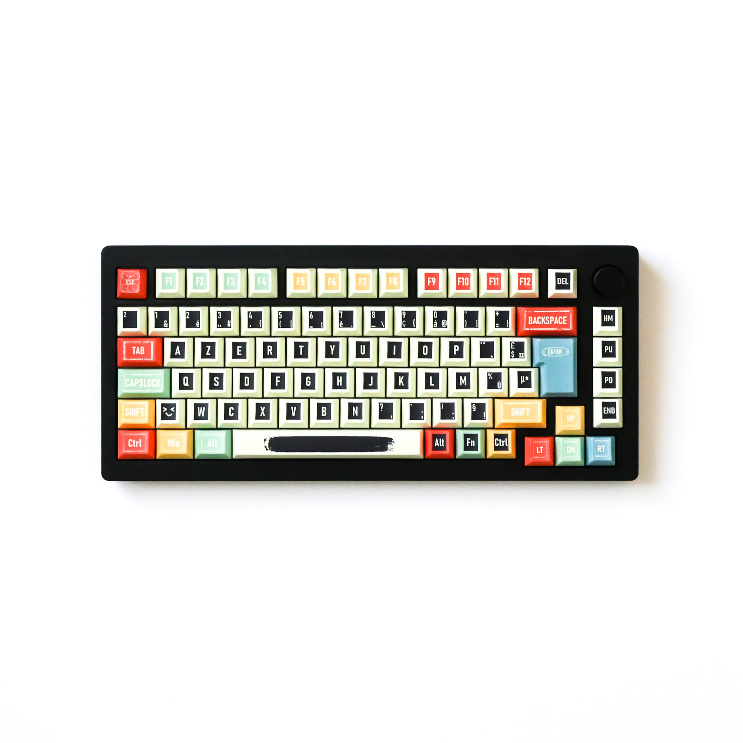 Keycaps Rétro PBT 143 Touches, Compatible AZERTY/QWERTZ, Profil Cherry, Layout ISO et ANSI, pour Clavier Mécanique/Magnétique 60%, 65%, 75%, 100%, FR/DE/en/ES (FR)