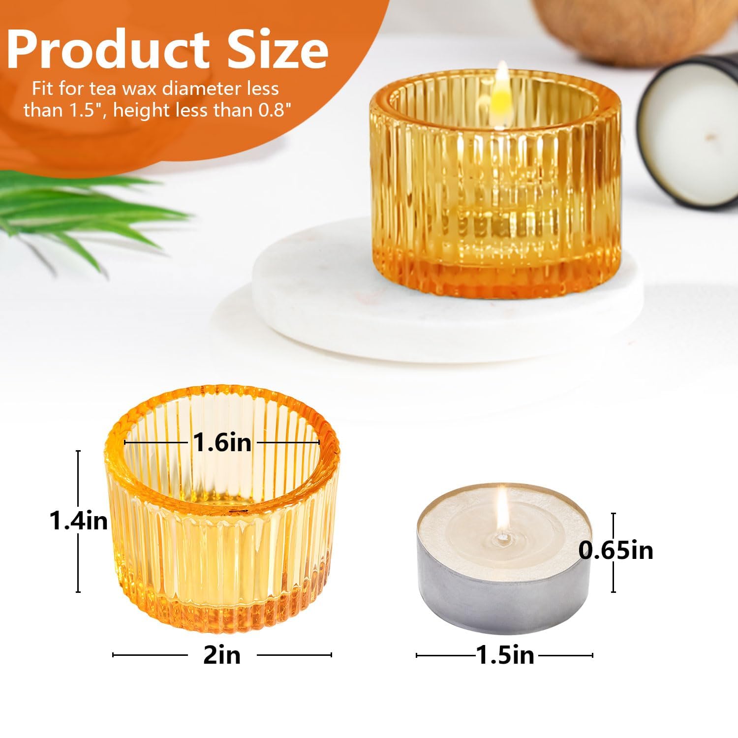 JOYIT Gold Votive Candle Holders Bulk Set of 4, Tealight Candle Holder for Wedding Table Centerpiece, Glass Small Candle Holders for Birthday Party, Valentine's Day, Home Decor (2''X 1.4'')