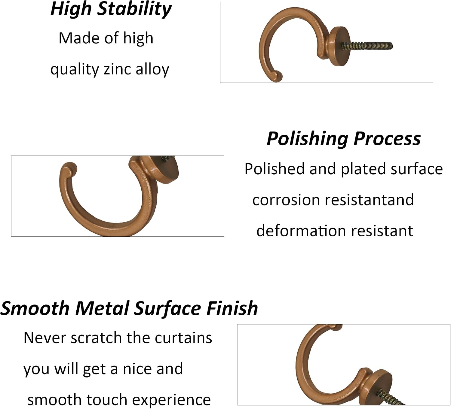 pson 4Pcs Curtain Holdbacks, Wall Mounted Zinc Alloy Drapery Tieback Hooks for Window Drapes, Clothes, Towel Holder(Gold)