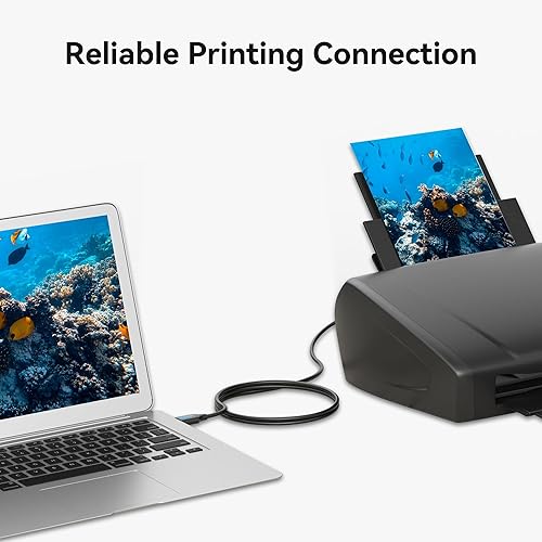 Miniatura 6 de VENTION Cable de impresora USB 3.0 tipo A macho a B macho Cable de impresora USB compatible con HP Epson Dell, Canon, Lexmark, Xerox, Brother,