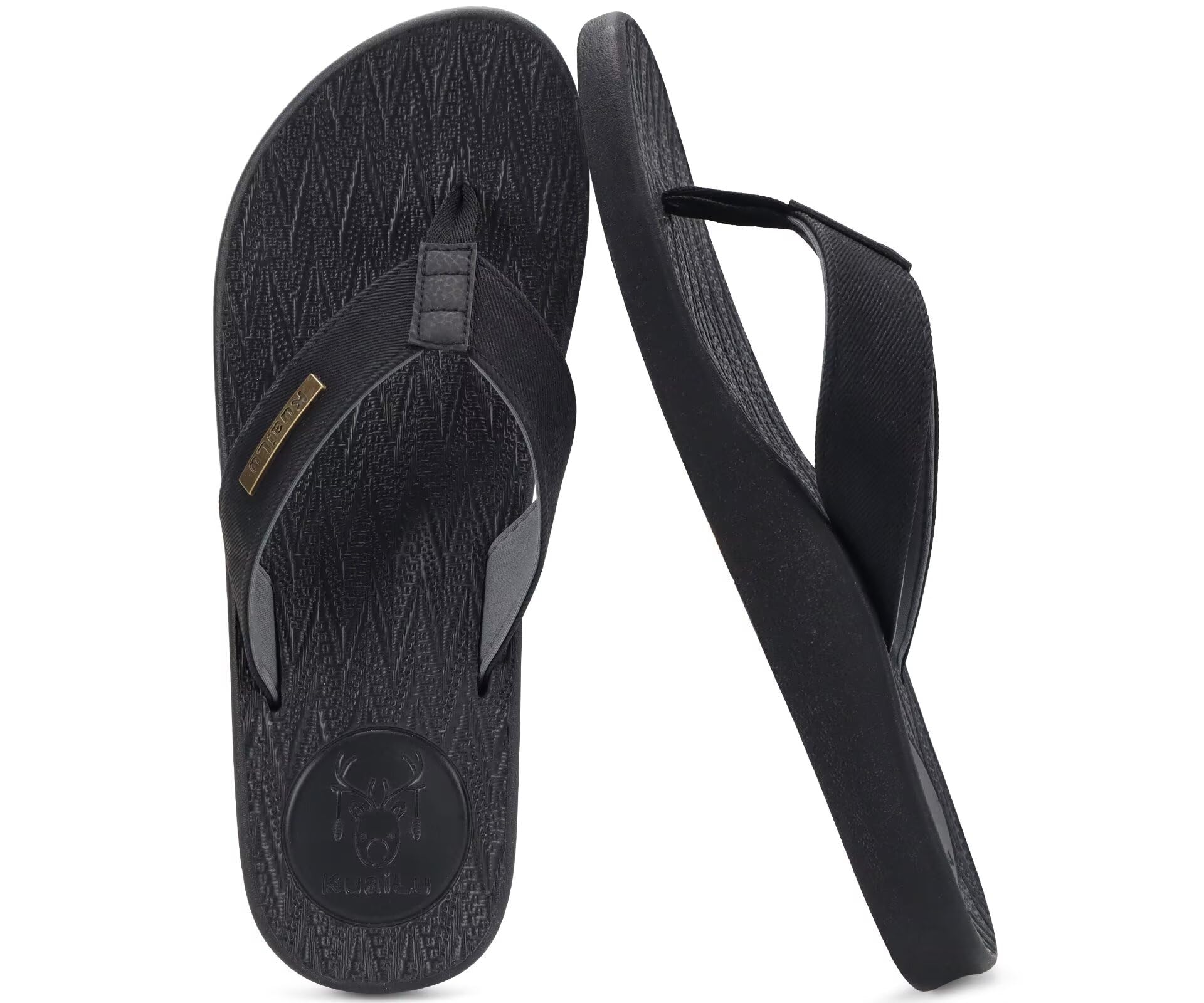 KuaiLu Infradito Uomo Estive Morbide Pelle Ciabatte Comode Arch Support Spiaggia Piscina Sandali Cuoio Mare Leggere Antiscivolo Gomma Suole
