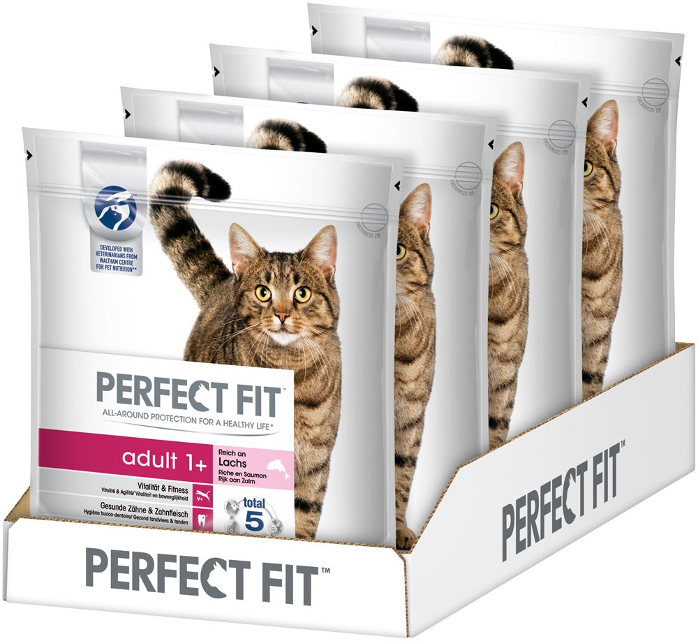 Perfect Fit Adult 1+ Dry Food for Adult Cats from 1 Year - Rich in Salmon - Supports Vitality - 4 x 1.4 kg — image 1