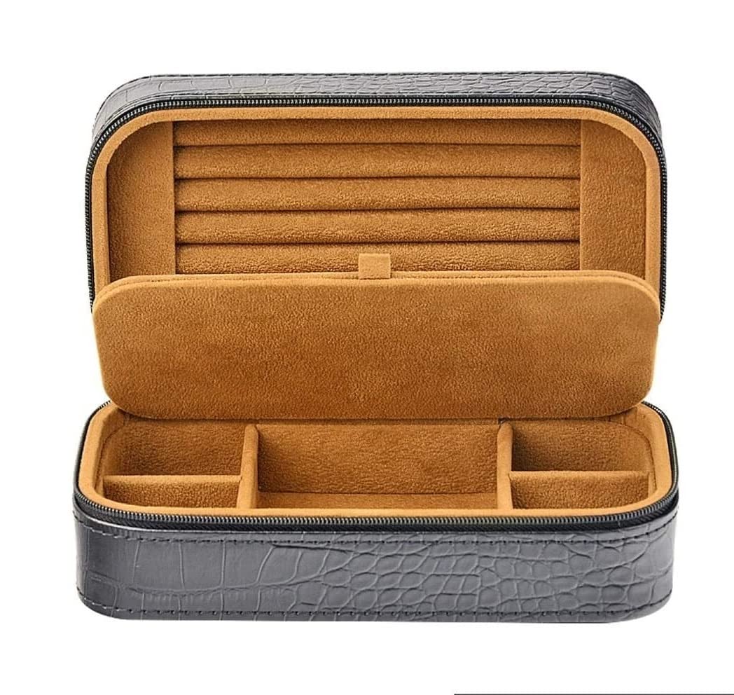 Schmuckkasten Schmuckkästchen Schmuckbox Leder Reise Tragbare Große Kapazität Ring Box Samt Innen Doppelschicht Schmuck Organizer Box Für Frau. Schmuckschatulle (Color : A, Size : 9.5x18.5x8cm)