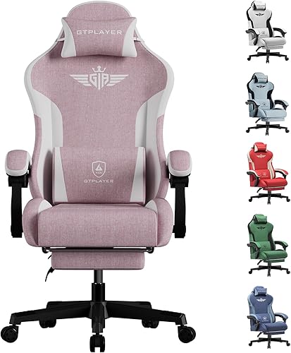 Vista 9 de GTPLAYER Silla de juegos, silla de oficina para computadora con soporte lumbar, apoyabrazos de articulación y reposapiés, silla de juego ergonómica