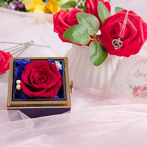 Miniatura 4 de HIAGROW Caja de rosas preservadas, rosas para mamá, flores frescas para decoración del hogar, regalo para Navidad, San Valentín, cumpleaños, día de