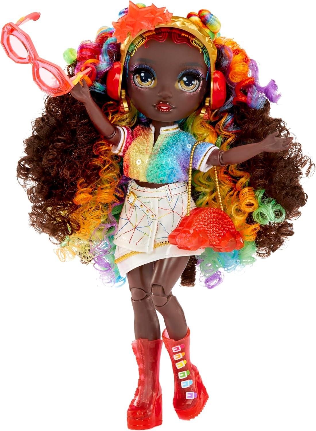 Rainbow High Creative Crystals Iris - Regenbogenfarbene 28 cm Modepuppe mit Make It Kit für Kristall-Accessoires, Ring für Dich, Basteln, Harz-Spielset, Geschenk für Kinder ab 8, Nicht ESSBAR