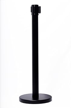 RETRACTABLE STANCHION SET, 6 Posts + SignFrame + Replacement Cassettes + Wall Bracket (Black)