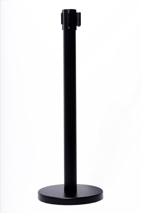 RETRACTABLE STANCHION SET, 6 Posts + SignFrame + Replacement Cassettes + Wall Bracket (Black)