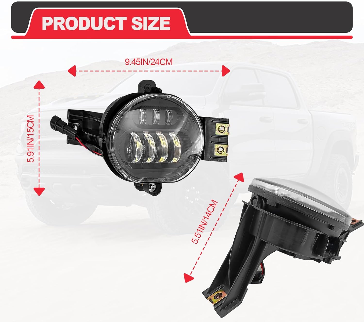 1 Pair New Version LED Fog Light Compatible with Dodge Ram 1500 2002-2008 2500/3500 Pickup Truck 2003 2004 2005 2006 2007 2008 2009, Bumper Driving Fog Lights Assembly, Black