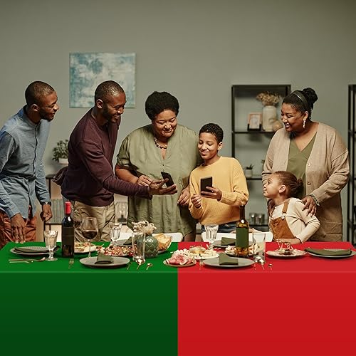 Miniatura 6 de MASHAN 12 manteles de plástico color rojo, negro y verde, fundas rectangulares desechables para Kwanzaa para decoración de fiesta de festivales