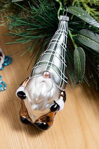 Miniatura 7 de Juego de 2 adornos de Navidad de gnomo de cristal colgante, adornos de gnomo de Navidad de vidrio soplado a mano para decoración de árbol de Navidad