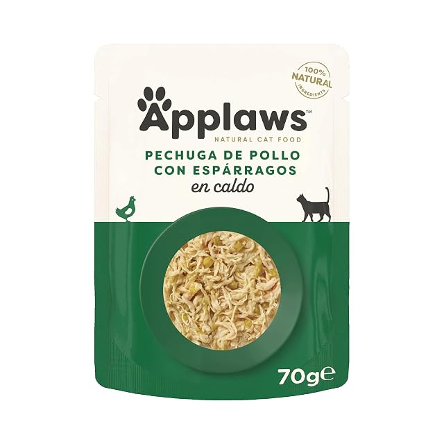 Applaws Comida para Gatos 100% Natural con Pechuga de Pollo y Espárragos en Caldo para Gatos Adultos