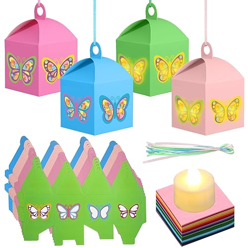Simgoing 12 Sets Butterfly Crafts with LED Lights Butterfly Tissue