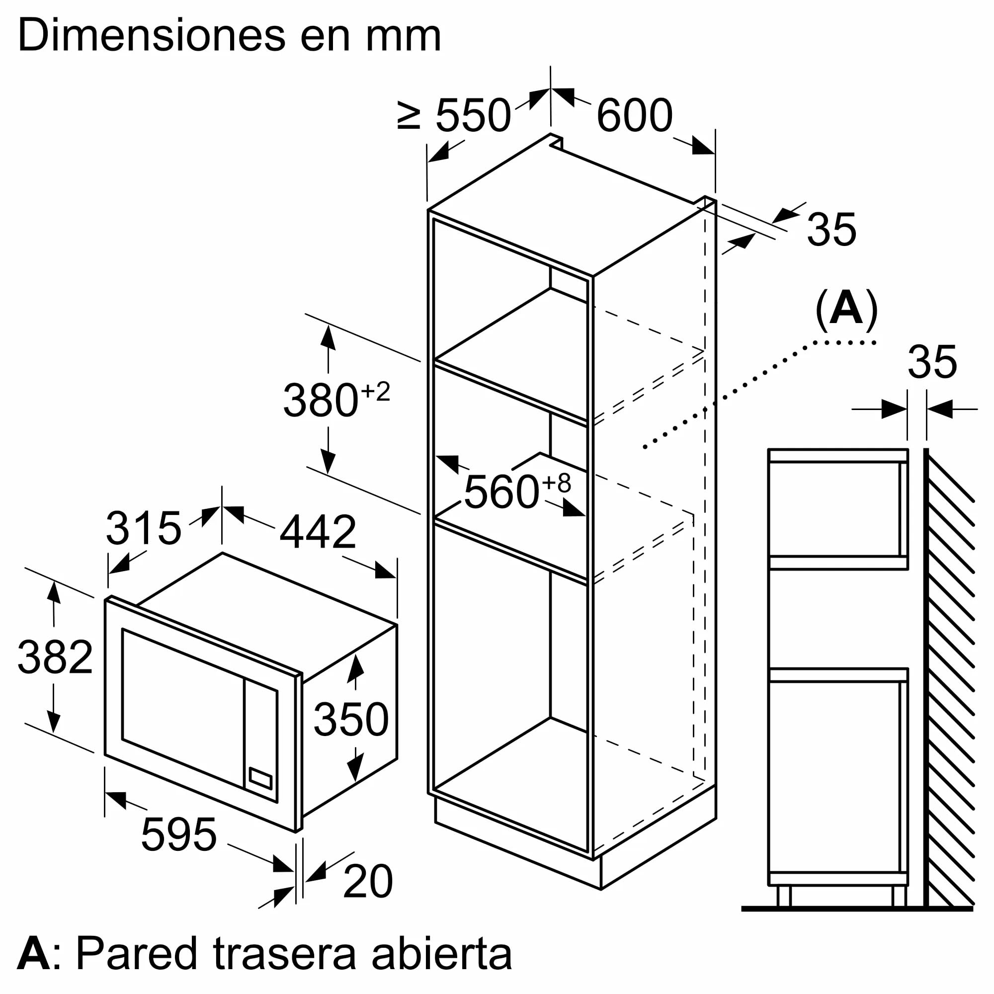 BALAY - Microondas Integrable, 20 litros, con Marco, Grill, Iluminación LED, Asistente de Limpieza Aqualisis, Negro y Acero Inoxidable, 3CG6112X3