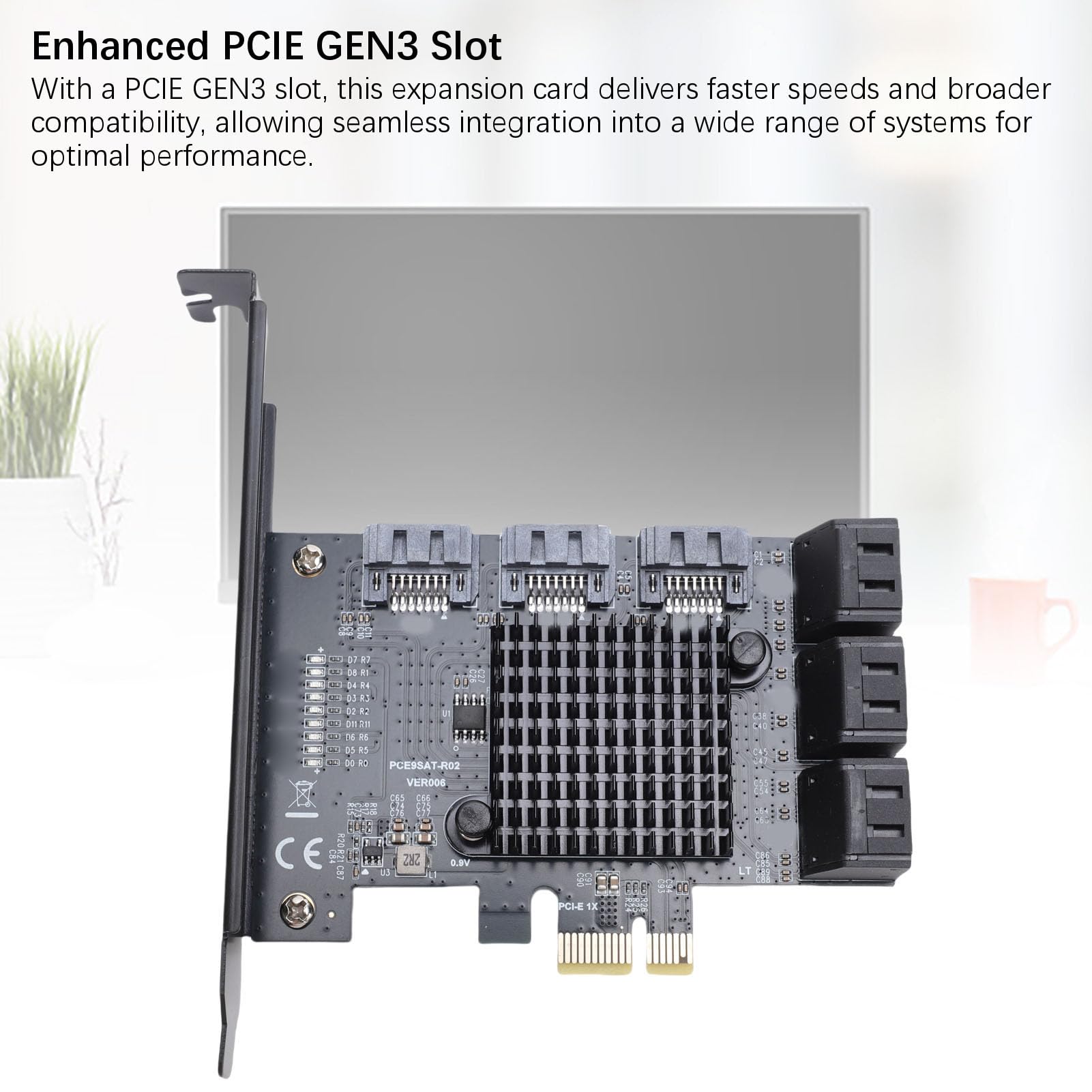 Sxhlseller Tarjeta de Expansión PCIE 1X de 9 Puertos, Adaptador PCIE a 9 SATA3.0 de 6 Gbps, Compatible con Hot Swap y Soft Raid, Controlador PCI Express 1X, 4X, 8X, 16X SATA para Sistemas