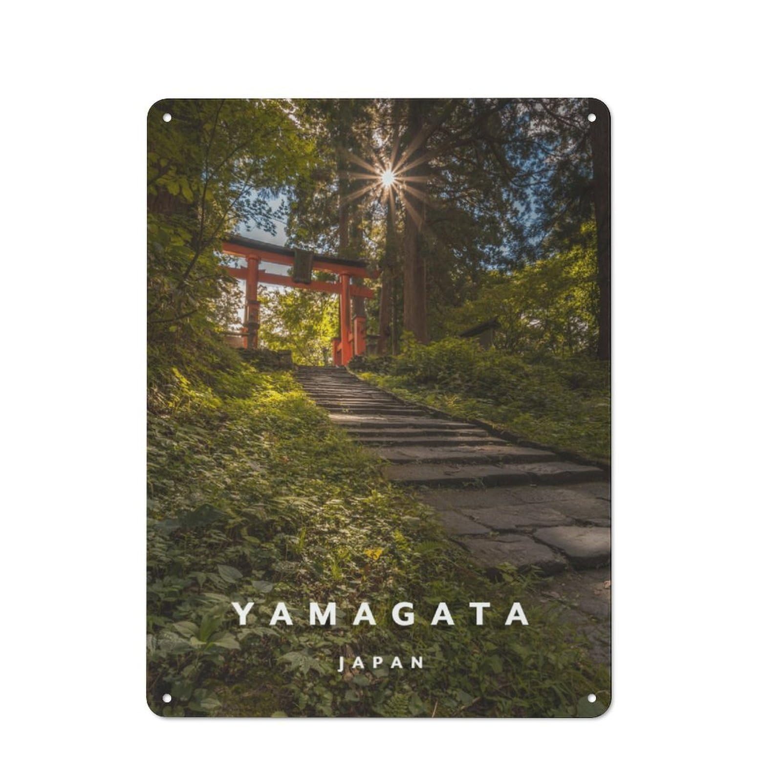 Junmoney Lonely Torii In Nature Tin Wall Plaque 40X30cm With For Workshop Wall, Suited To Workshop Decor Fans, For Retro Home Interiors