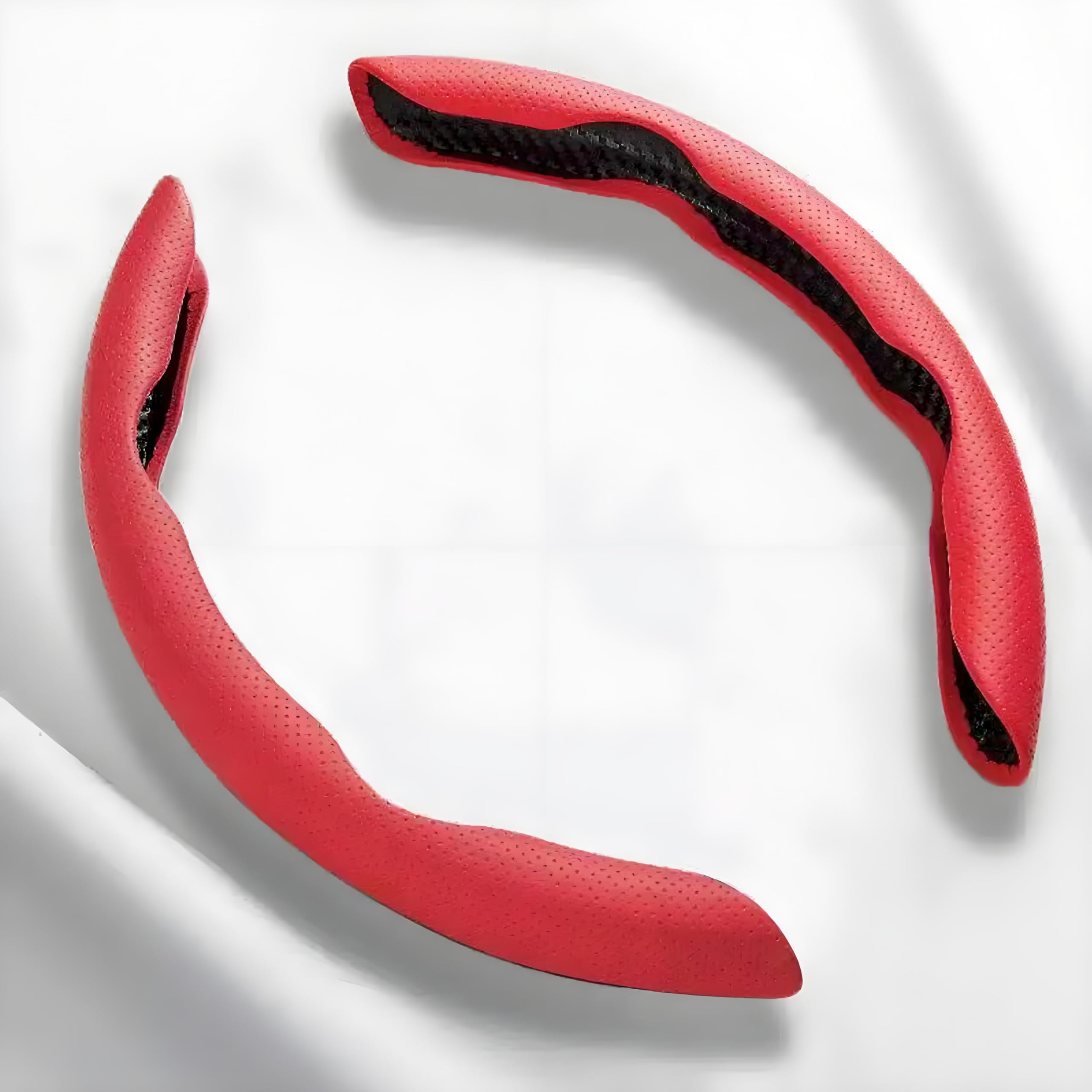 Tryagat 2 Pcs Steering Wheel Cover for BMW 2er Coupe (G42) 2025-2021, Absorbent Non-slip Breathable Comfortable Protection Steering Wheel Handle,Red