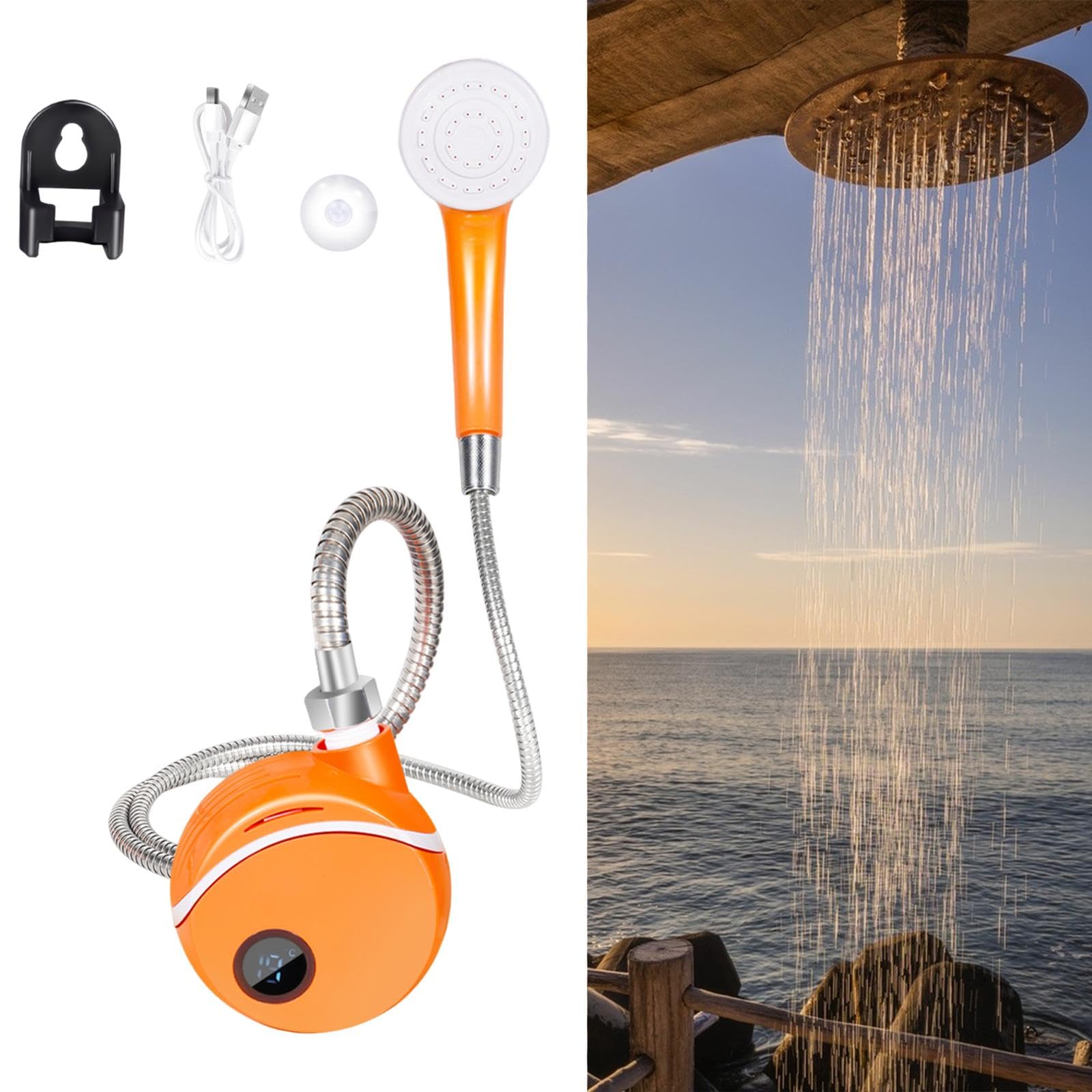 rockible Douche de Camping Portable avec Tuyau, Douche électrique d'extérieur pour la Plage