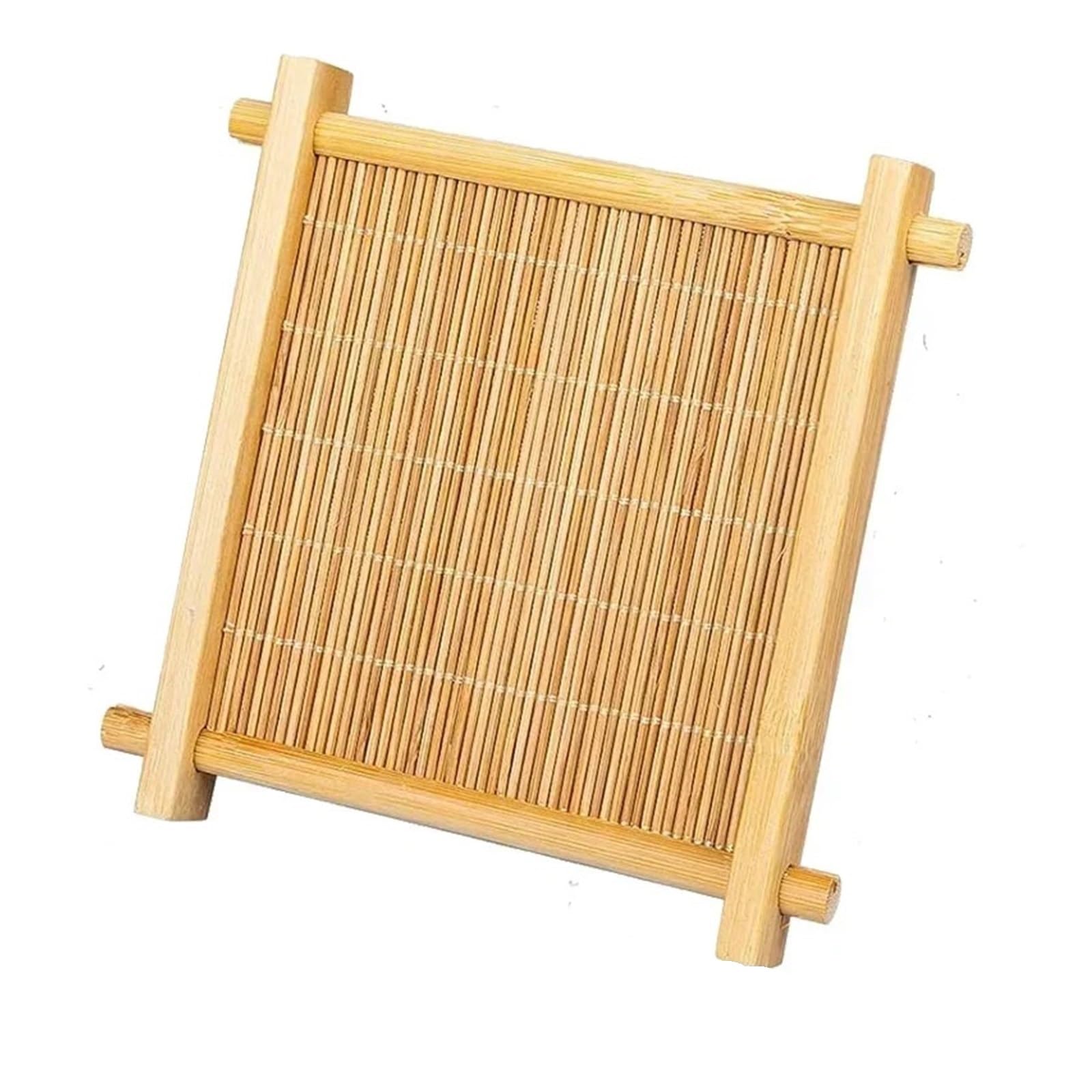 Tapis carrés de table en bambou pour pause café et thé rétro
