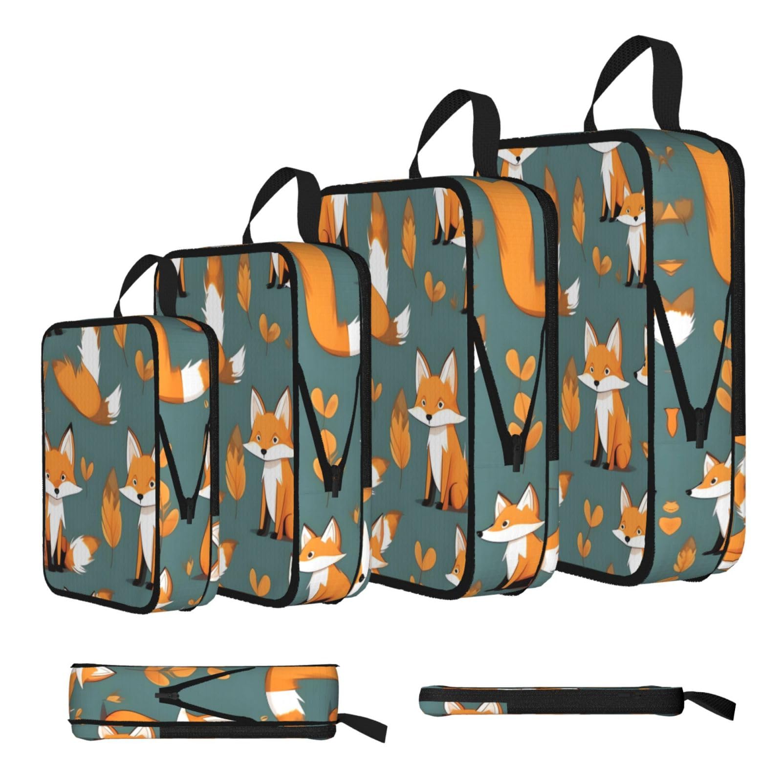 Sxzvvbn Black Yellow Fox Compression Packing Cubes 4 Piece Set