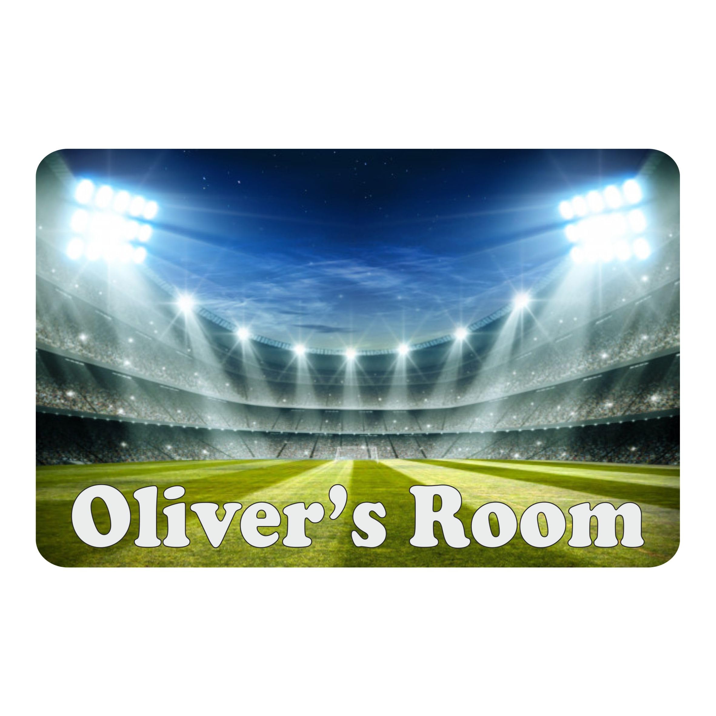 Precision Designs Girls Blue Stadium Kids Bedroom Door Sign Personalised For You - Any Name! Door Plaque,/Boys,Nursery,Decor,Kids Room,Football
