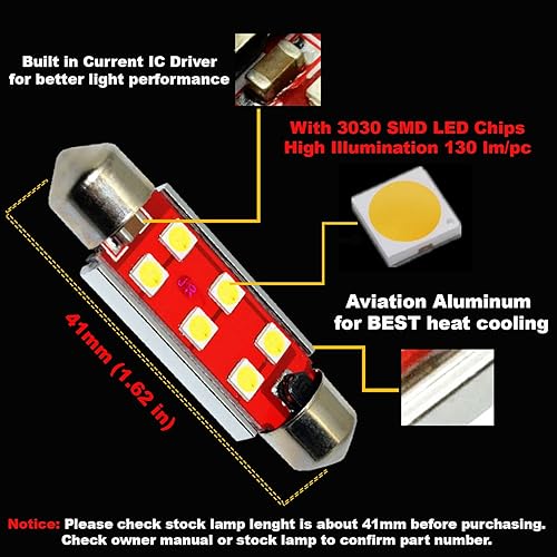 Miniatura 3 de Bombilla LED Alla Lighting 211-2 578 festón blanca, luces de interiores súper brillante, luces de domo, cúpula, maletero, cortesía, de reemplazo