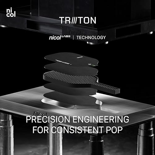 Miniatura 3 de Paleta de pickleball de Nicol 2025 Triton  Superficie híbrida de fibra de vidrio  Palas de control X8 PolyCore  Raqueta ligera de 0.551 in con