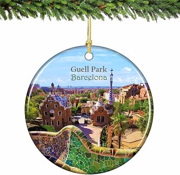 Guell Park Barcelona Spain Christmas Ornament Porcelain 2.75 Inches