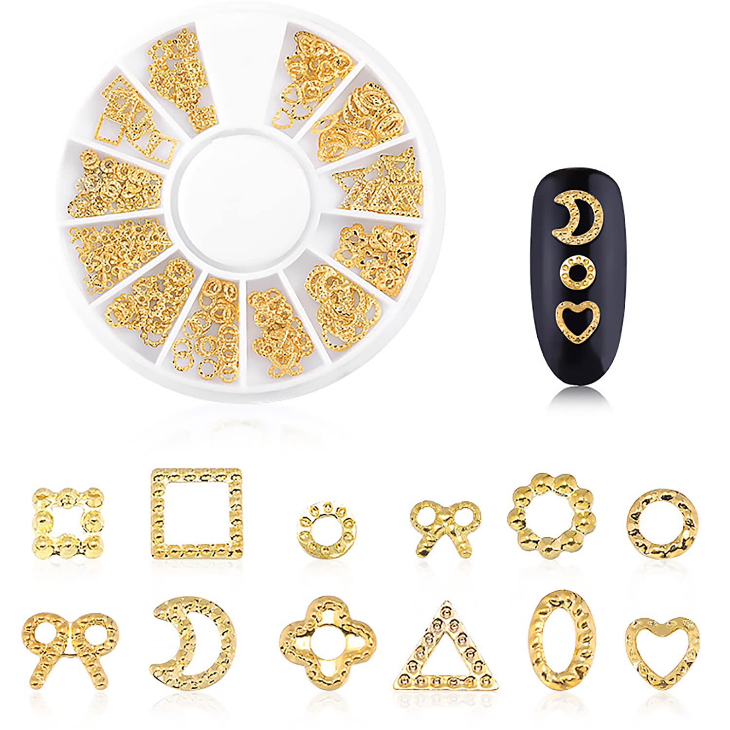 3D Nail Charms Gold Nail Jewels Nail Art Charms Charms for Nails Metal Nail Studs Nail Jewelry for Acrylic Nails DIY Craft Nail Decoration (6 Boxes) image 3