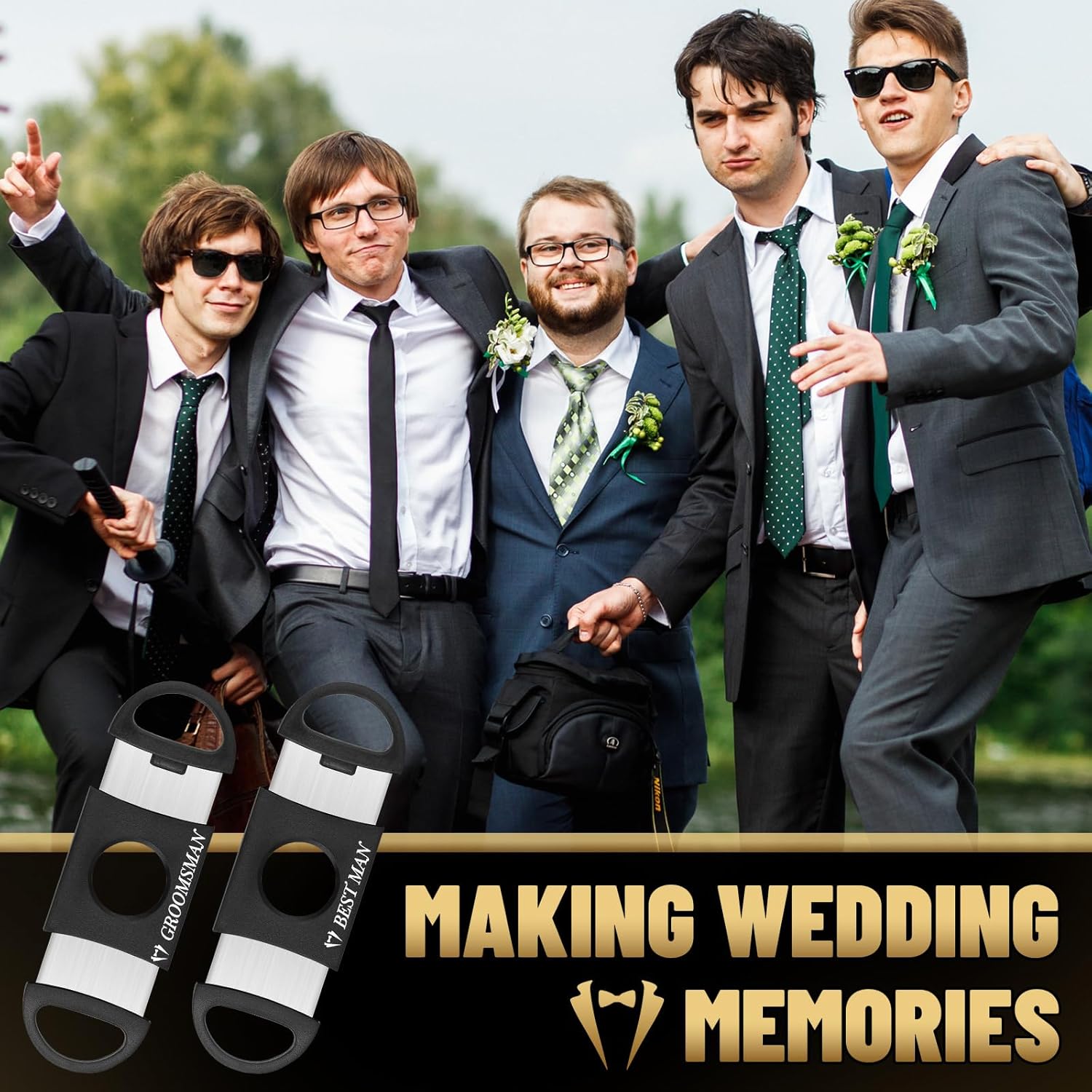 Booson 8 Pcs Groomsmen Gift for Wedding Best Man Stainless Steel Cutter for Groomsman Best Men Gift Wedding Favors (7 Groomsman and 1 Best Man)