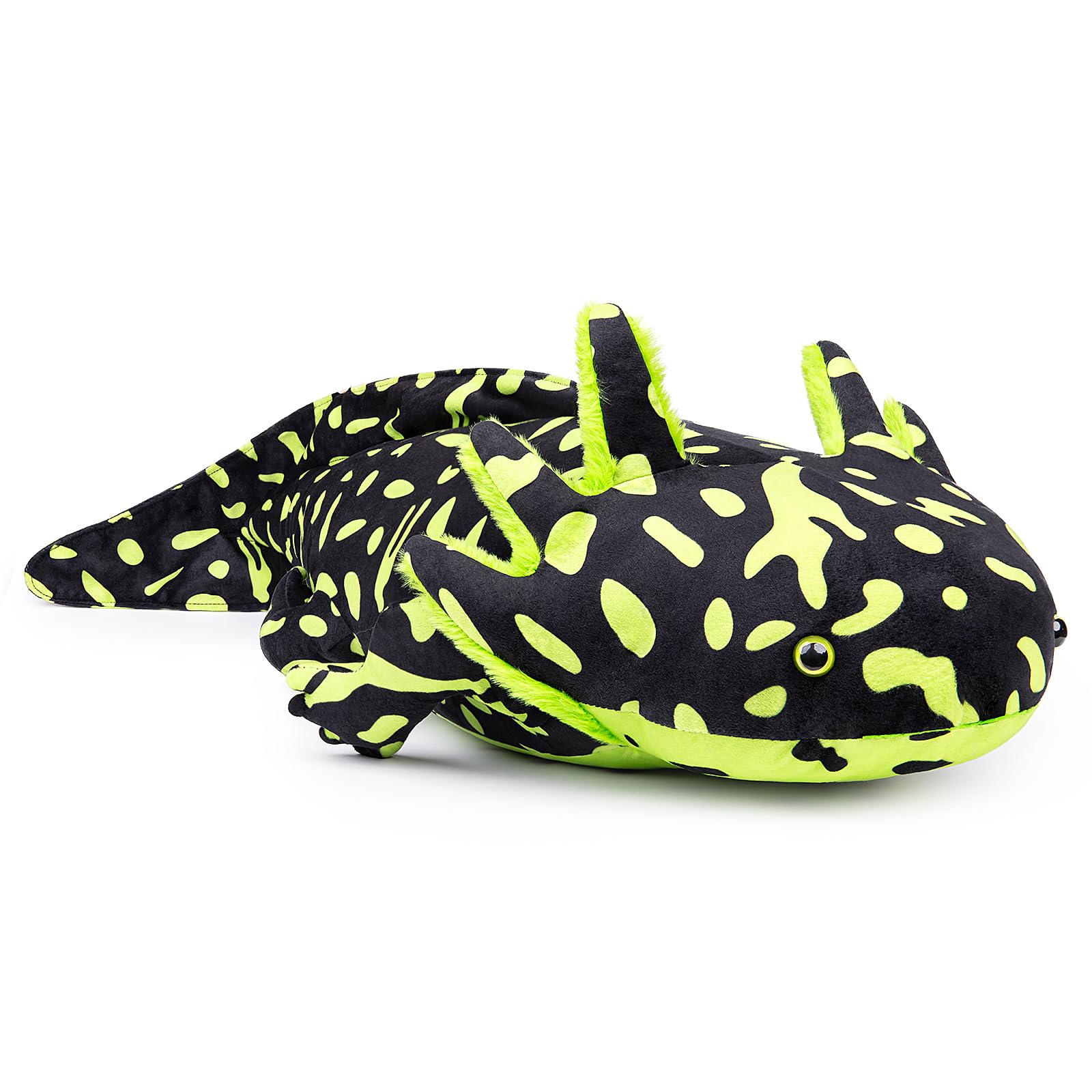 ZHONGXIN MADE Axolotl Stuffed Animal - Super Large 30Inch Green Axolotl Plush Toy, Realistic Cute Black Reptilian Toys Real Plushie Large Weighted, Unique Plush Gift Collection for Kids