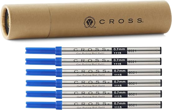 Cross Rollerball Refills for Selectip Gel Black Rollerball Blue, 6/Pack