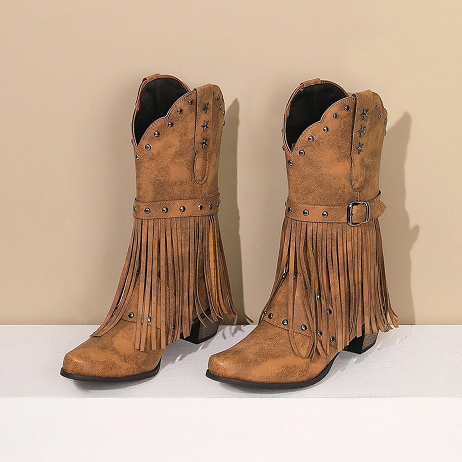 Stivali da Pioggia Donna Moda Lunghi con Cerniera Laterale E Lacci con Motivo Stampato Giardino Impermeabili Stivali Western Generisch Stivaletti da in Pelle Antiscivolo Invernali Scarpe da