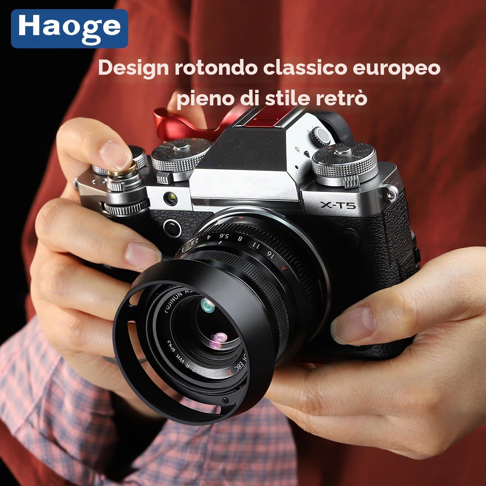 Haoge LH-FJ35 - Paraluce rotondo in metallo a baionetta per Fujifilm Fuji Fujinon XF 35 mm f/2 R WR XF35mmF2, XF 23 mm f2 R WR XF23mmF2 e XC 35 mm F2 XC35mmF2 LH-XF35-2