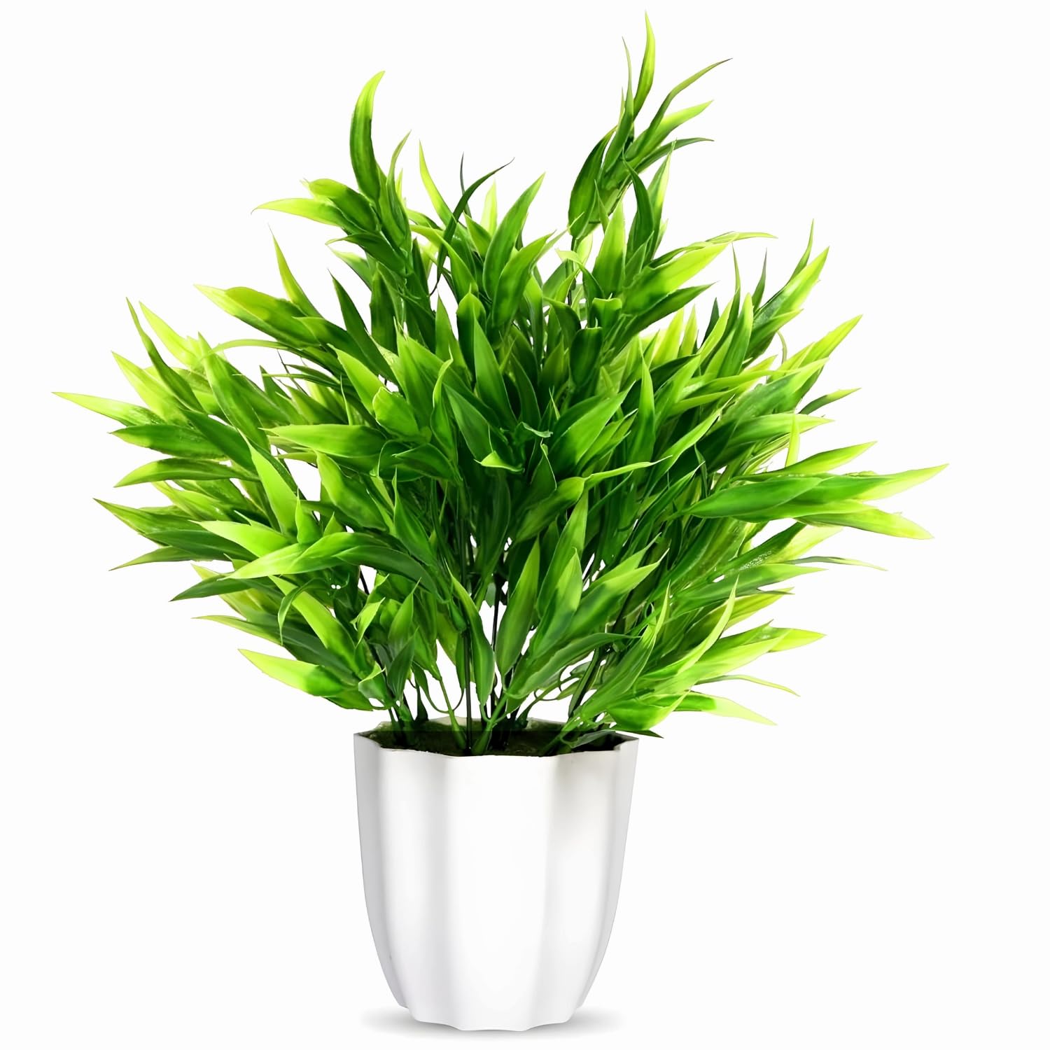 fancymart Plastic Artificial Plant Bamboo Leaves Bunch in Pot - 32 cm Height | Elegant Home & Office Décor | Realistic Greenery for Indoor Decoration