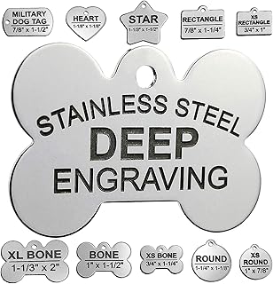 Pawsitively Pet Tags Stainless Steel Custom DEEP Engraved Pet ID Tags Personalized Front/Back Dog Tags for Dogs and Cats -...